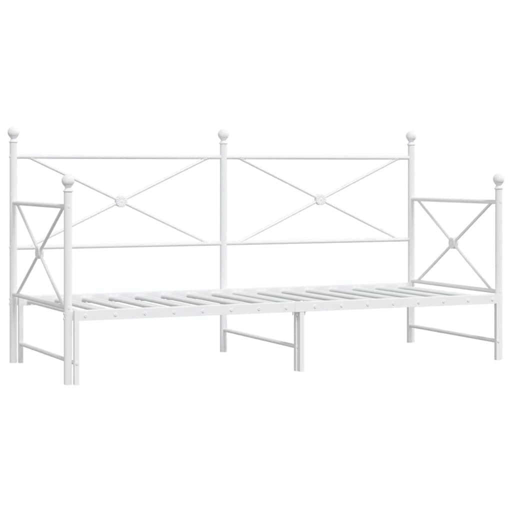 vidaXL Diván con nido sin colchón blanco 80x200 cm acero