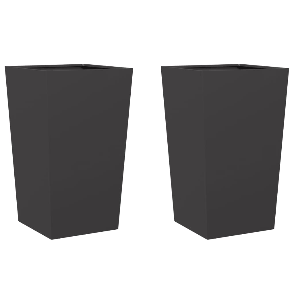 vidaXL Jardineras 2 uds acero inoxidable 45x45x75 cm en color Acero galvanizado/gris/Acero/Negro/Acero/Blanco y más