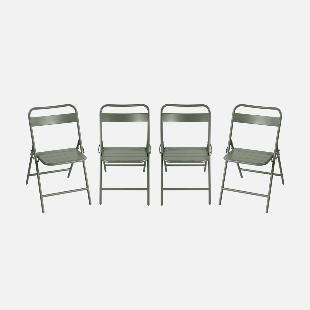 sweeek - Silla de jardín plegable de acero, set de 4 , Amelia , 44x49x79