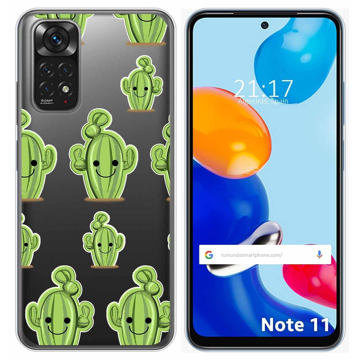 Funda Silicona Transparente para Xiaomi Redmi Note 11 / 11s diseño Cactus Dibujos