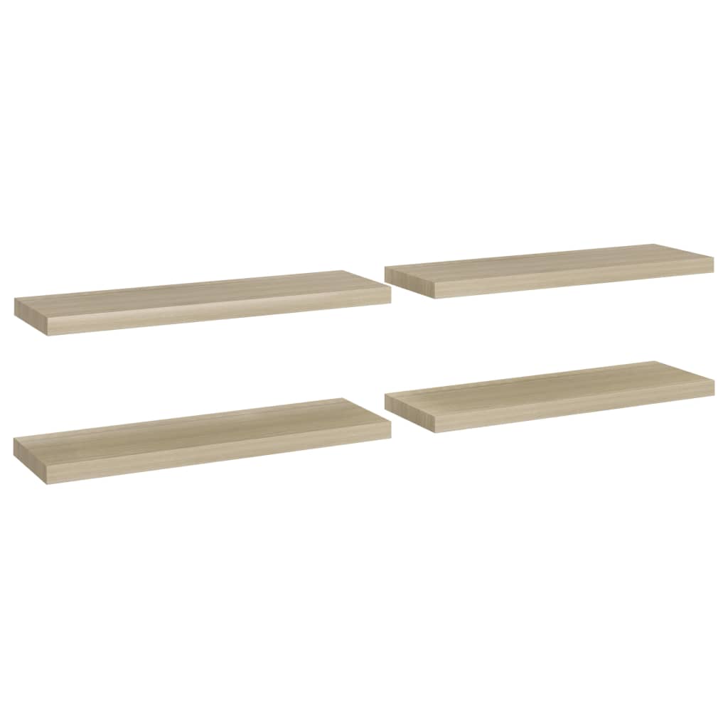 vidaXL Estantes flotantes de pared 4 uds MDF 80x23,5x3,8 cm Blanco brillante, negro brillante, gris brillante Mueble Almacenaje Estantería para Oficina, Estudio, Dormitorio Estantería/Librería/ mueble de Almacenamiento
