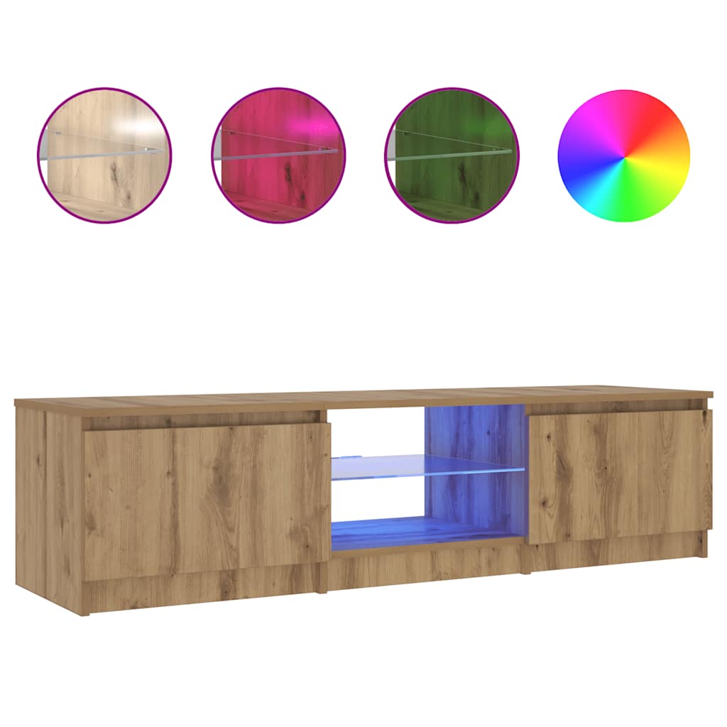 vidaXL Mueble de TV luces LED madera roble artisan 140x40x36 cm