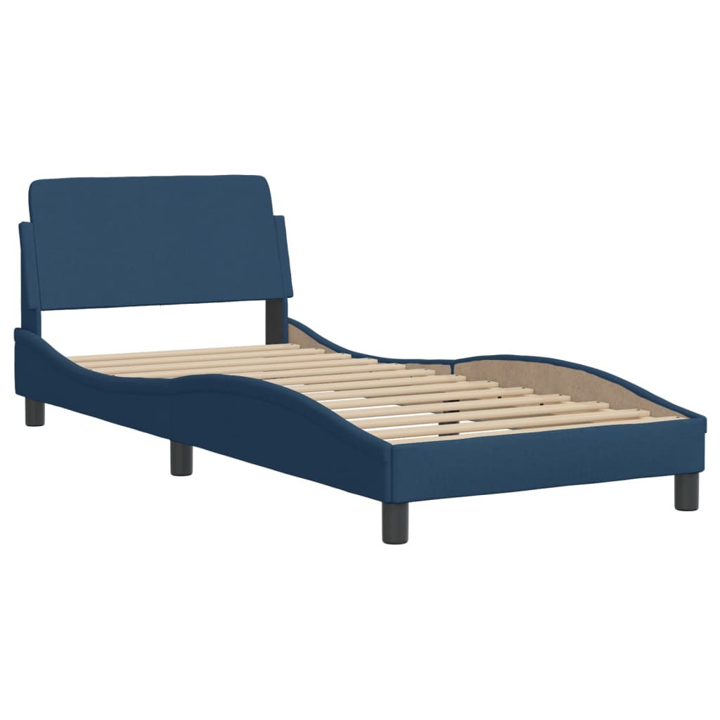 vidaXL Estructura de cama con cabecero Dover tela azul 90x200 cm
