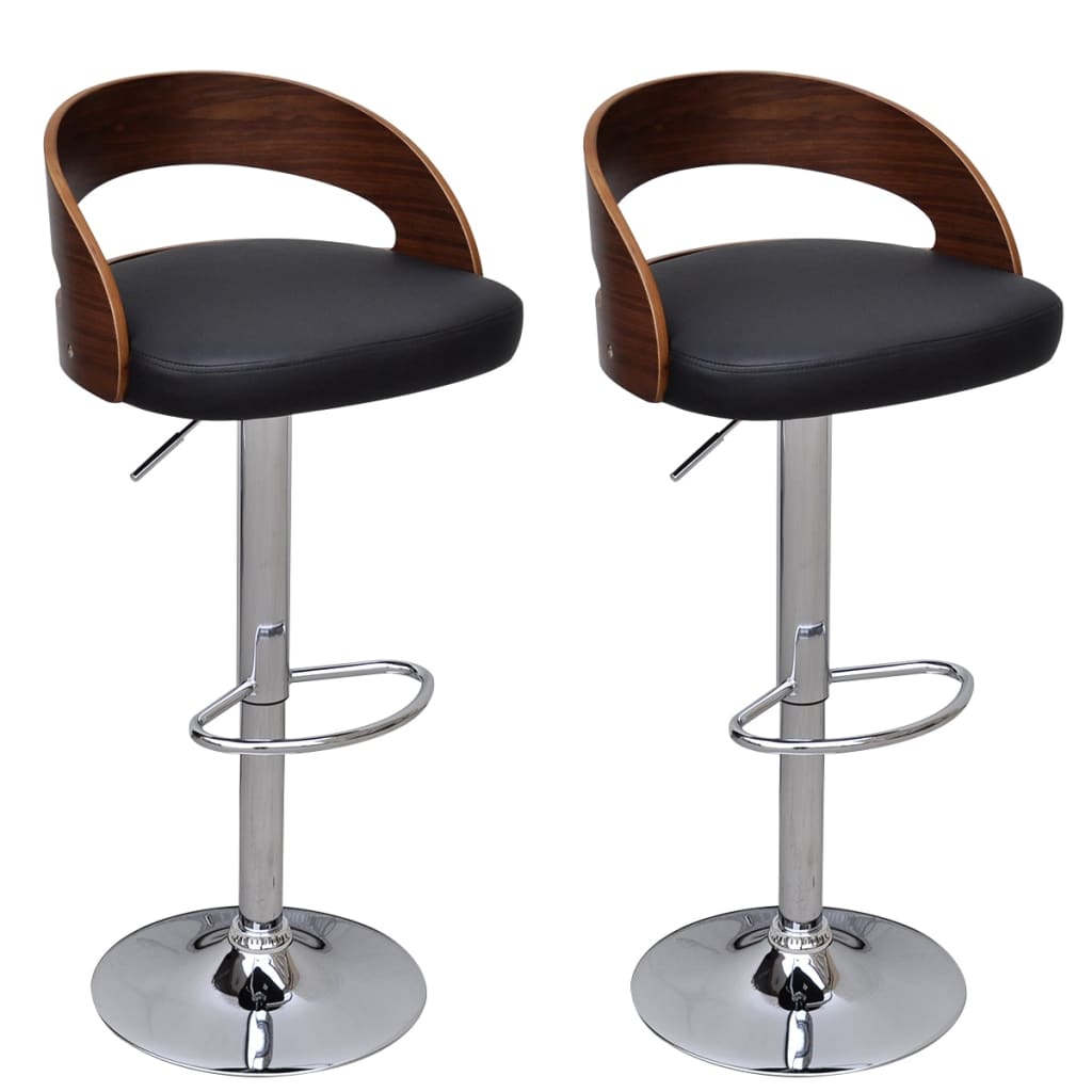 vidaXL Taburetes de cocina 2 unidades madera curvada blanco en color negro y marrón oscuro/Negro y gris claro | cómodas modernas ergonómicas para comedor cocina salón hogar