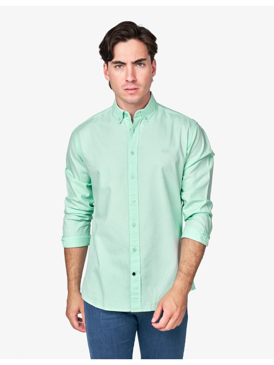 Camisa Spagnolo Micro Oxford Hombre - Verde SPAGNOLO Raíz Inicio HOMBRE ROPA CAMISAS