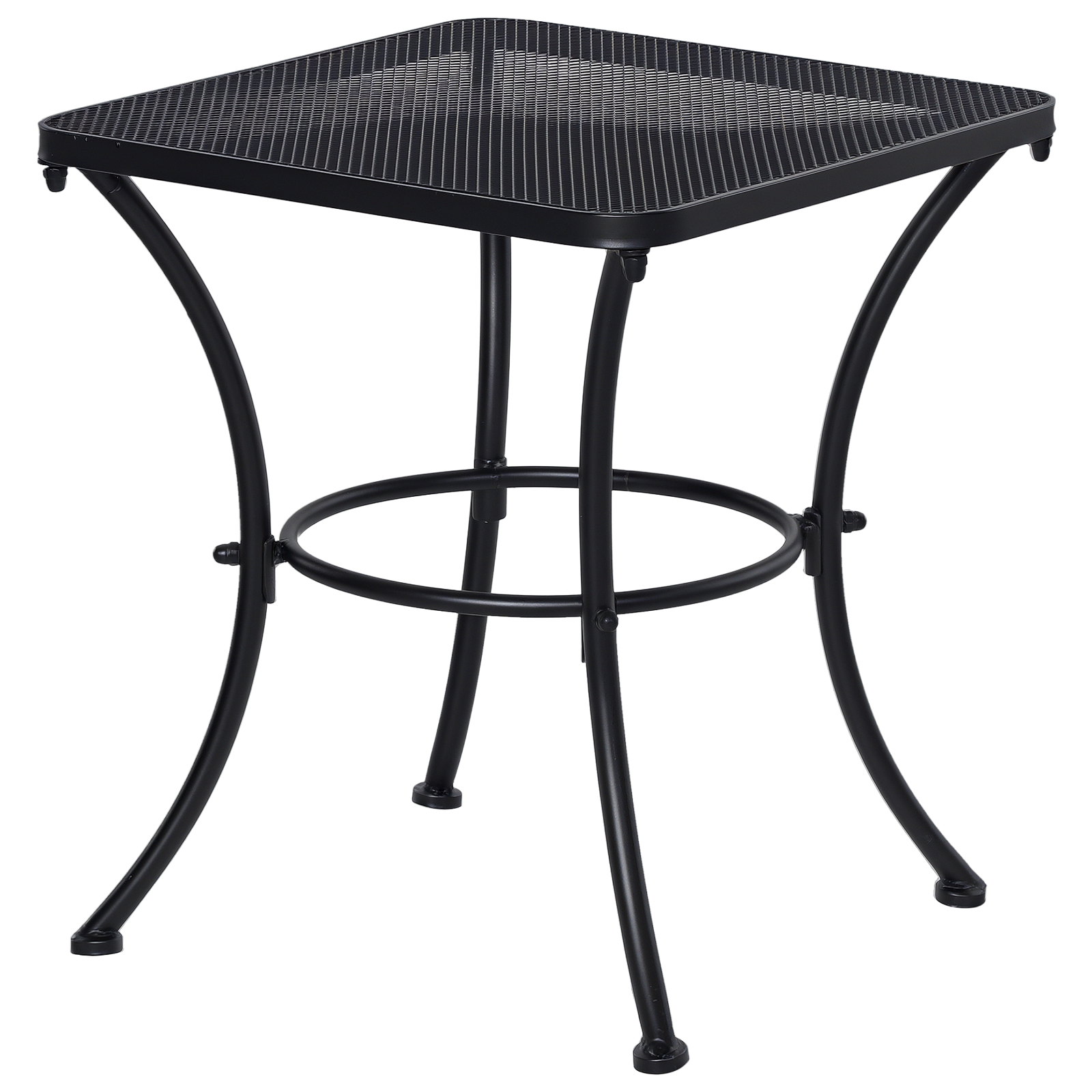 Outsunny Mesa Auxiliar Cuadrada Mesa de Jardín Exterior con Estructura de Metal para Patio Terraza Balcón 45x45x50 cm Negro