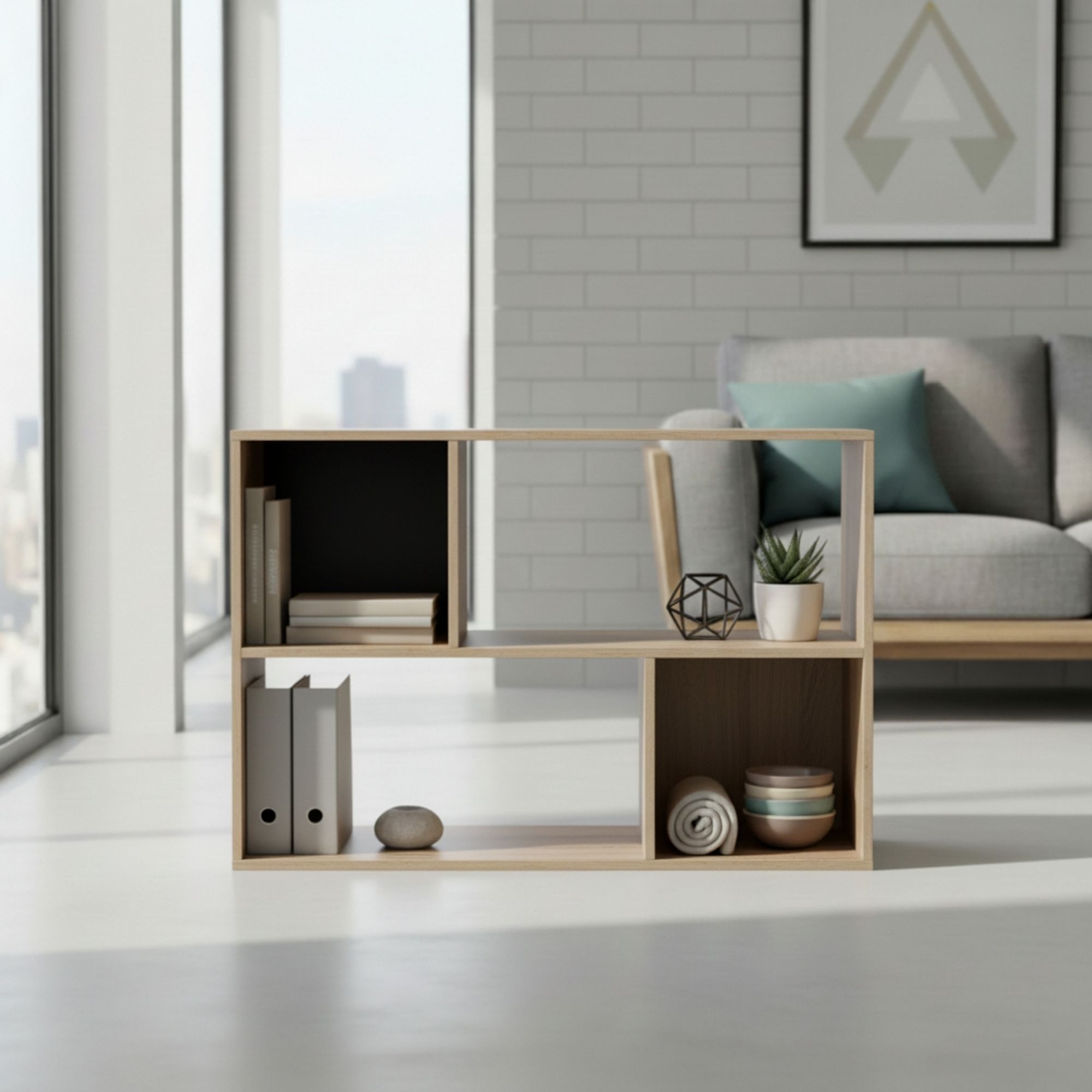 MOBLEKIT | Estanterías de Cubo Roble Modulares de Madera con Diferentes Compartimentos y Opciones con Puertas, Librerías y Muebles de Almacenaje para Dormitorio, Cocina o Entrada