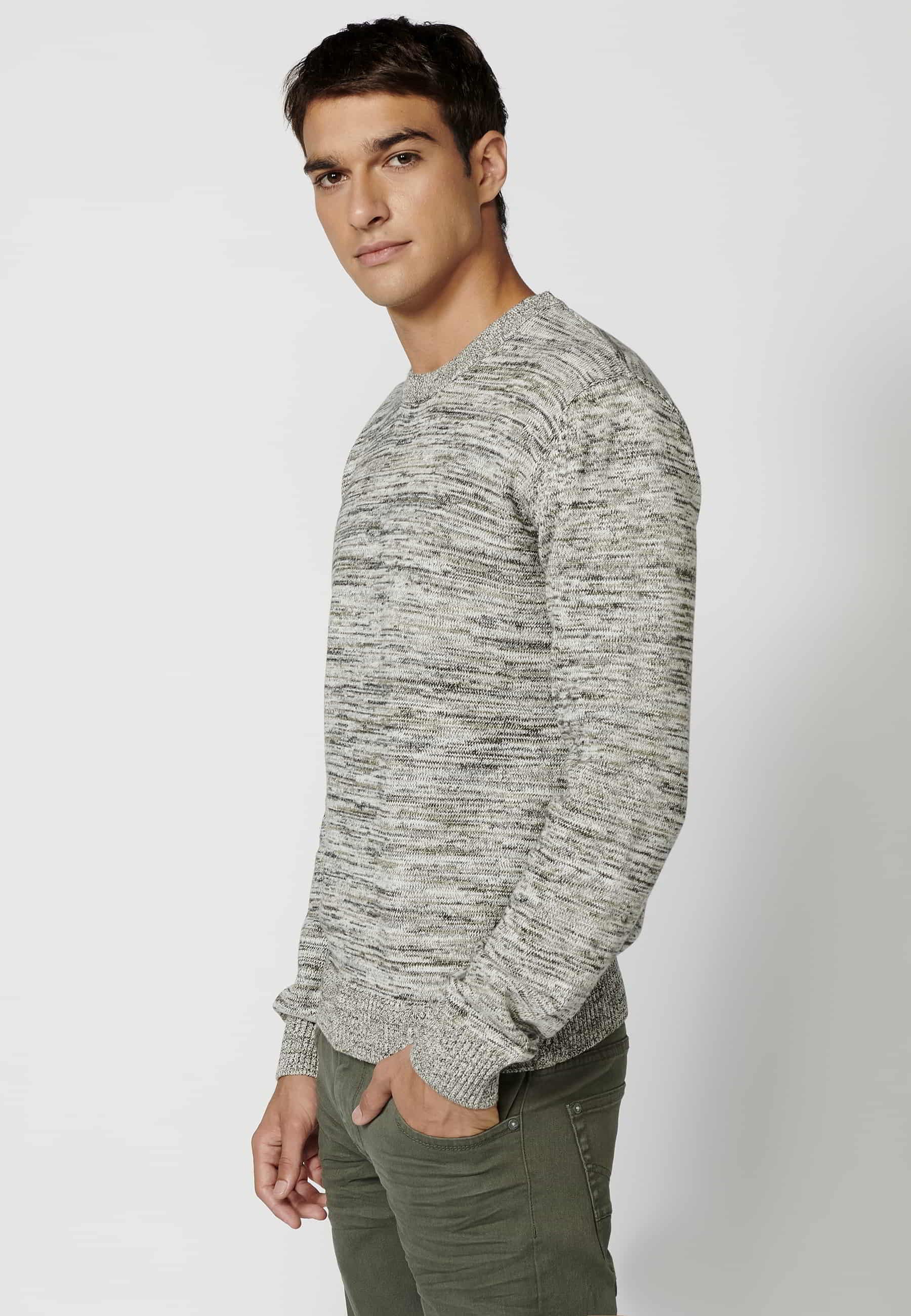 Koroshi Jersey de Punto de Cuello Alto Redondo Color Gris para Hombre, de  Color Gris, Talla S: : Moda