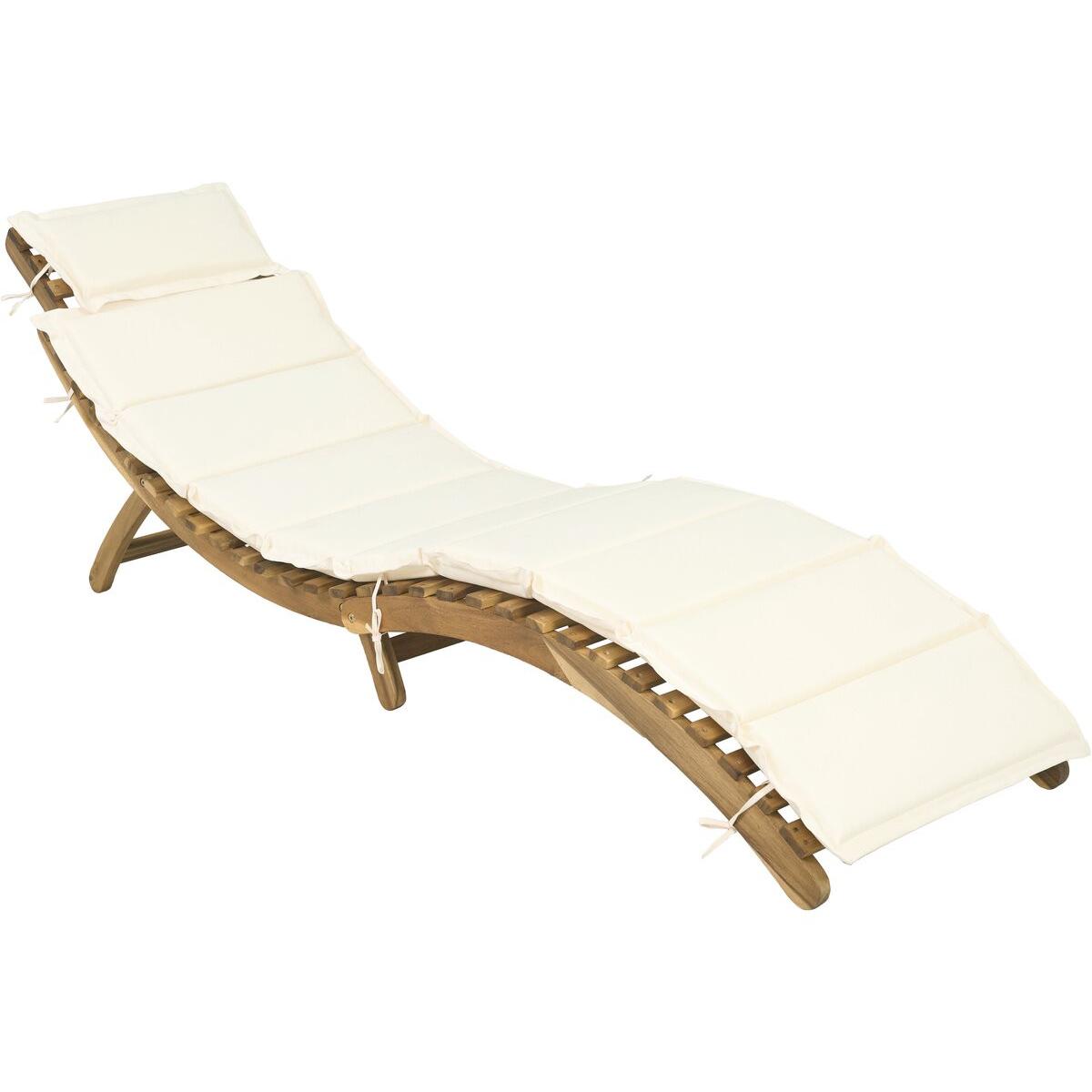 Habitat y Jardin - Tumbona de madera "Yakarta" con cojines - Beige