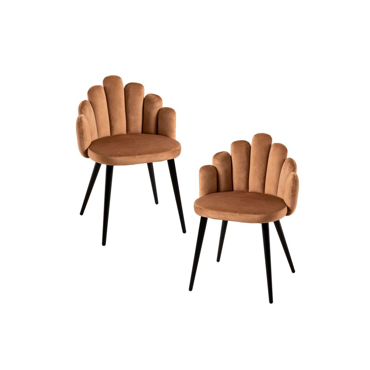 Regalos Miguel - Packs Sillas Comedor - Pack 2 Sillas Hand Terciopelo Patas Negras - Marrón