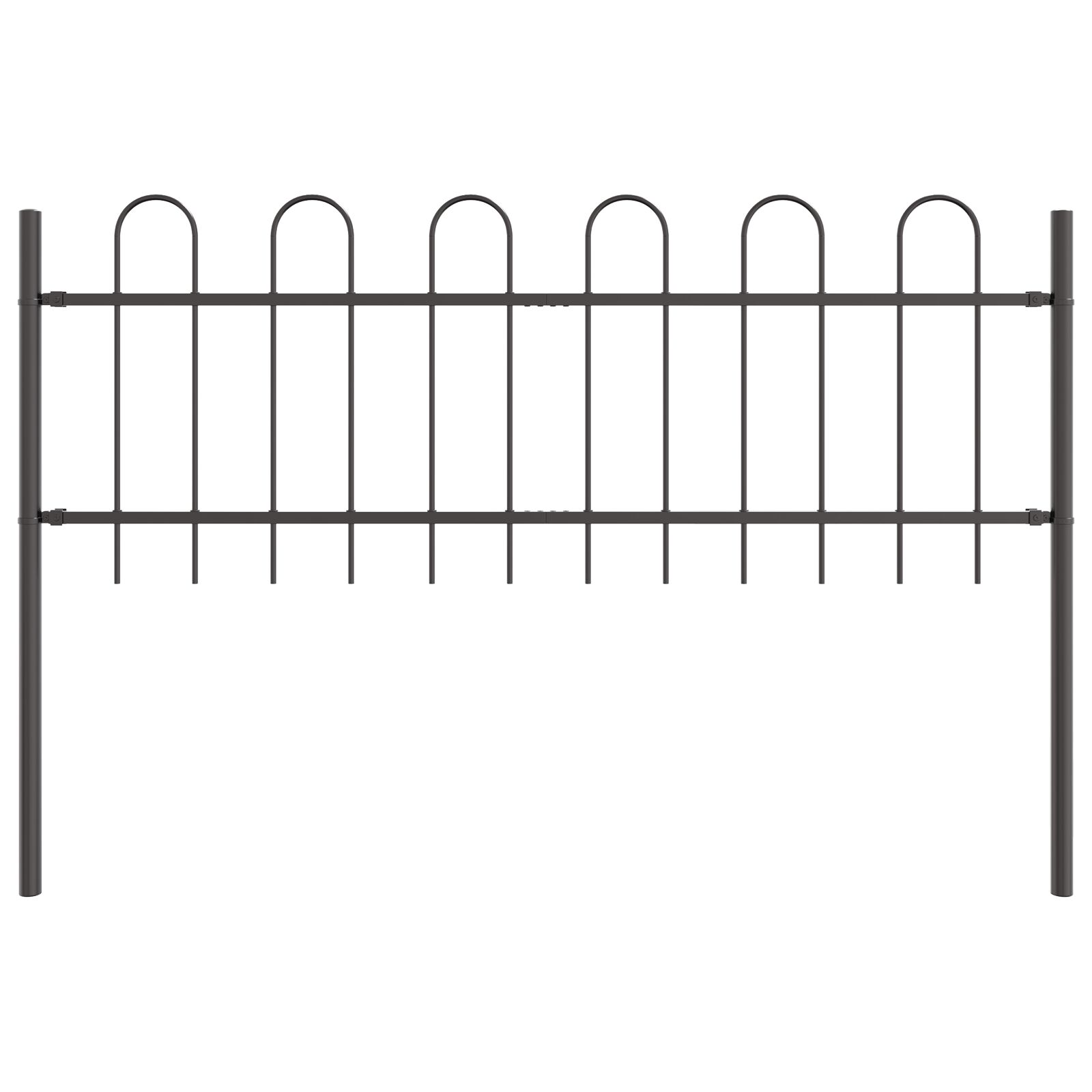 valla de jardín vidaXL con parte superior en arco gris 1,7x0,6 m de acero