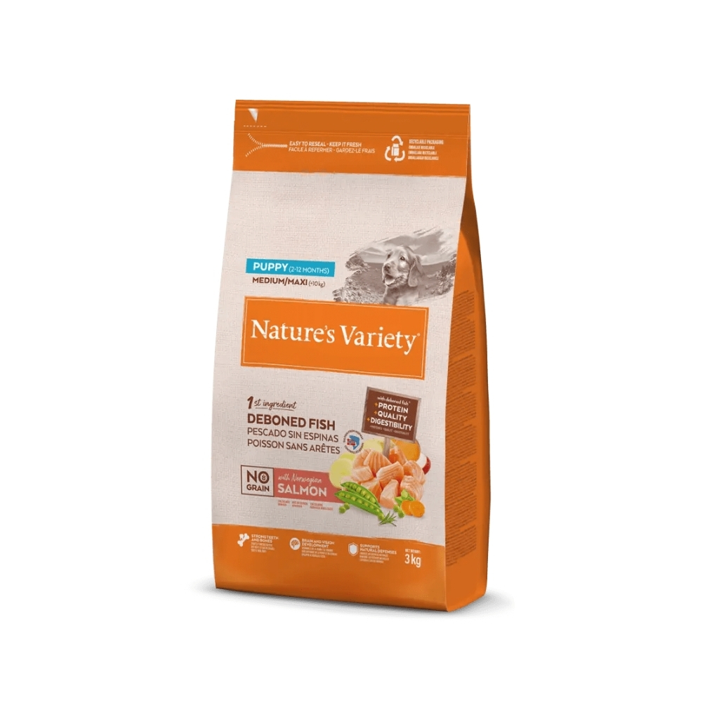 Nature’s Variety – Pienso para perros cachorros medianos y grandes Nature’s Variety No Grain salmón noruego.