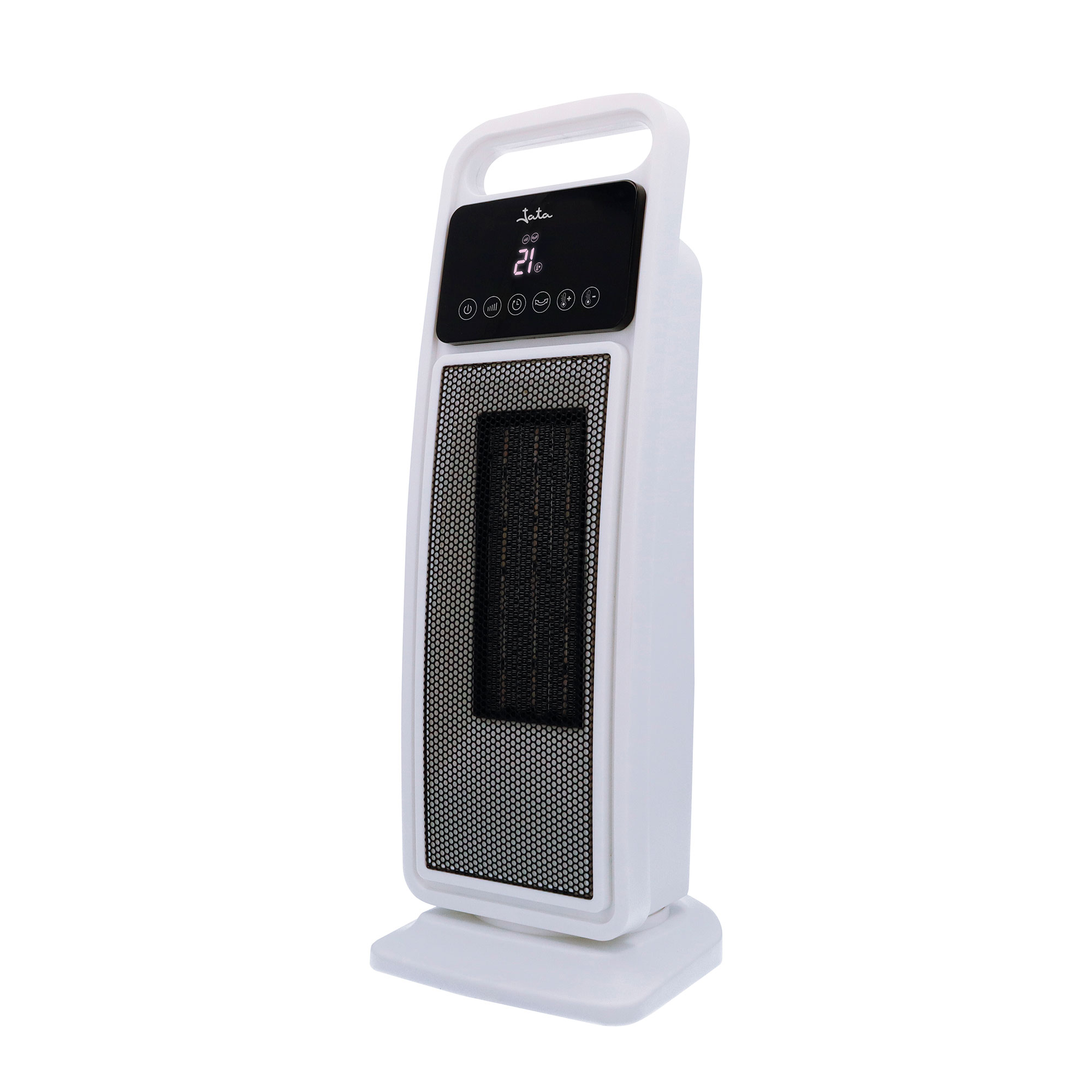 Jata Calefactor cerámico digital de torre con mando a distancia, 2 potencias de calor y aire frío, 2 modos: ventilación ó calor, Función oscilante, Temporizador de hasta 8 horas, 2000W - JCTC2102