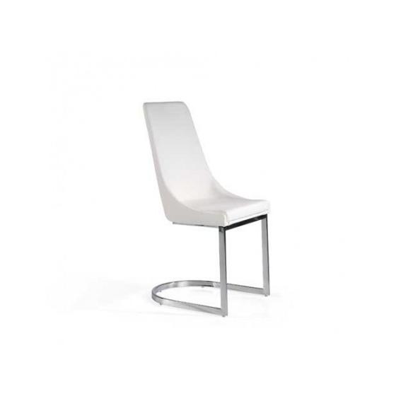 Sillas de Comedor Blancas Momma Home - Modelo Brand - Ecopiel/Acero Inoxidable - Diseño Moderno y Elegante