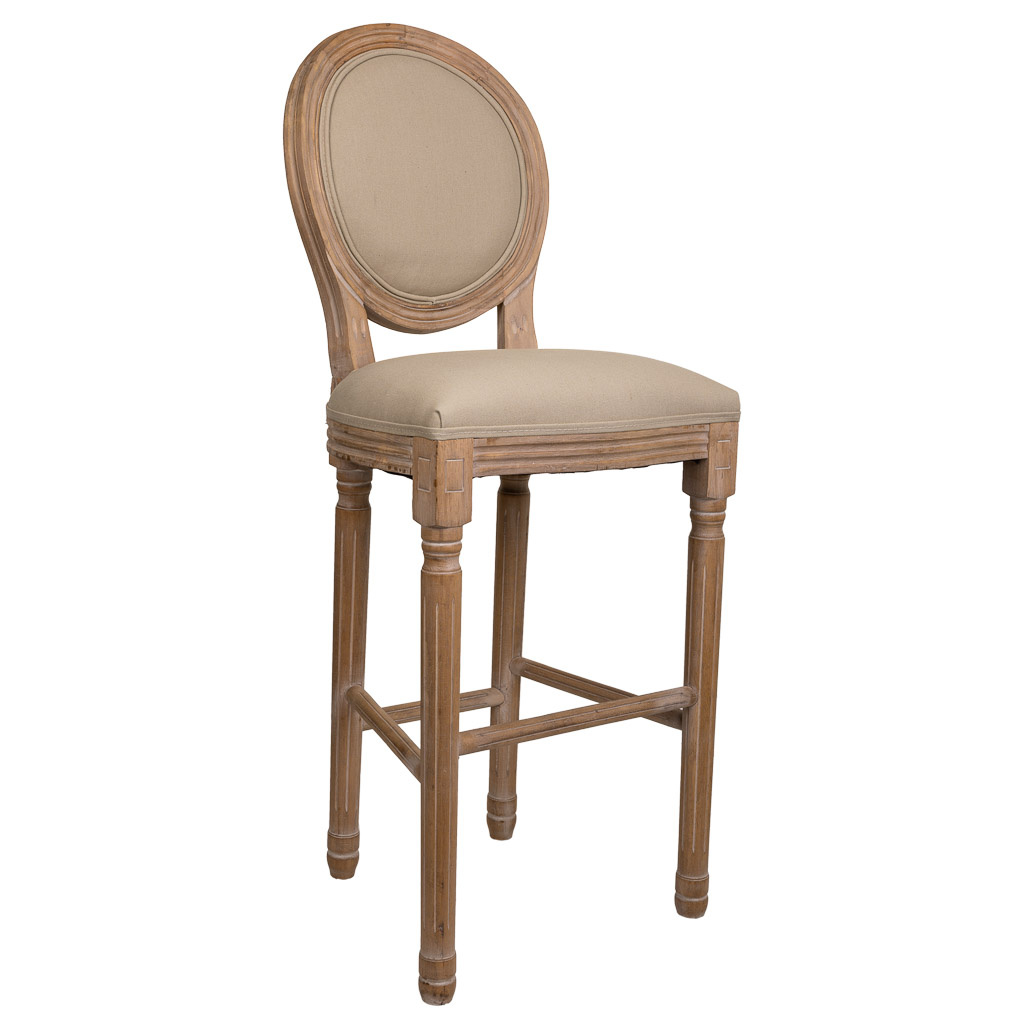 WANDERLUST DECO Taburete de madera tapizado marrón 48x42x76/121h cm