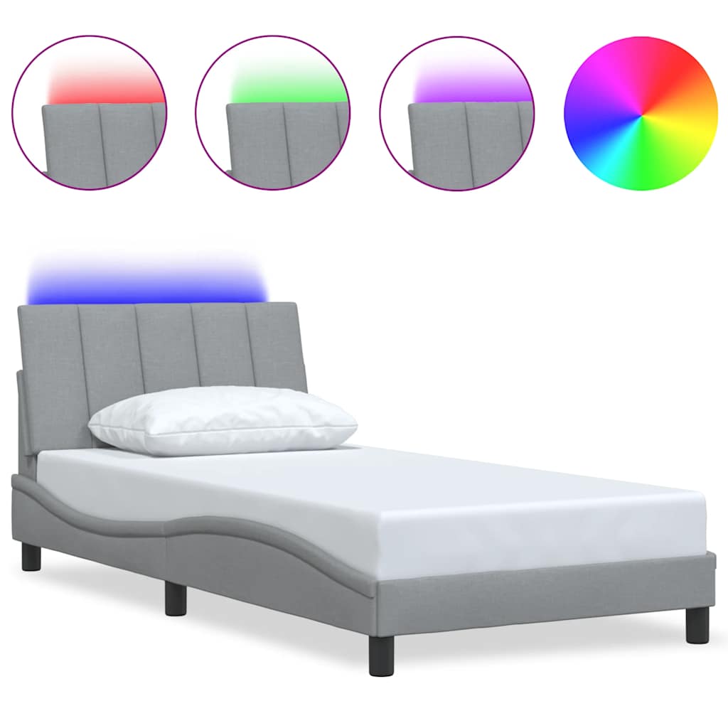 vidaXL Estructura de cama sin colchón tela gris claro 90x200 cm