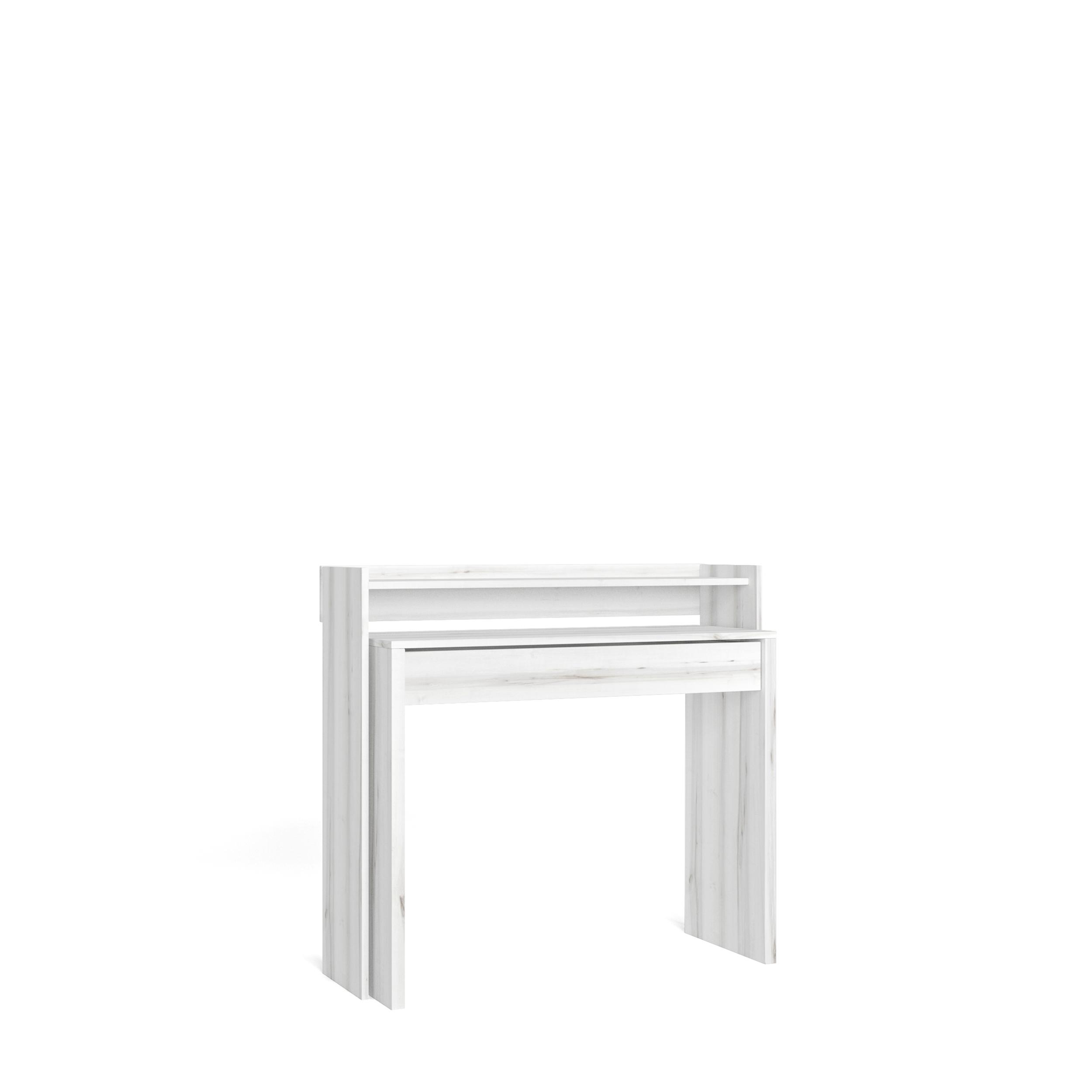 Skraut Home, Escritorio Extensible, Mesa Ordenador, 99x35x90cm, Oficina Estudio, Estilo Moderno, Blanco veteado