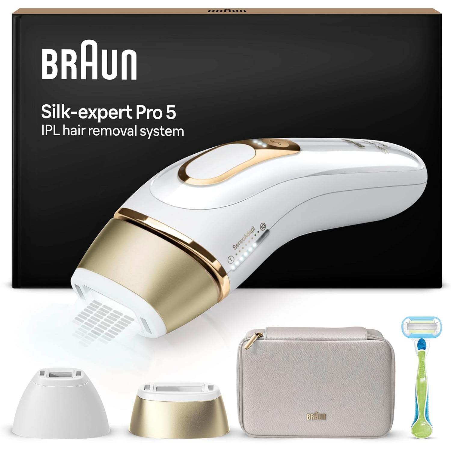 Braun Silk·expert Pro 5 PL5152 - Depiladora IPL Unisex para Depilación Permanente en Casa, Incluye Cabezal Estándar y de Precisión, Maquinilla Venus y Funda Blanda, Producto Europeo con Garantía Oficial.