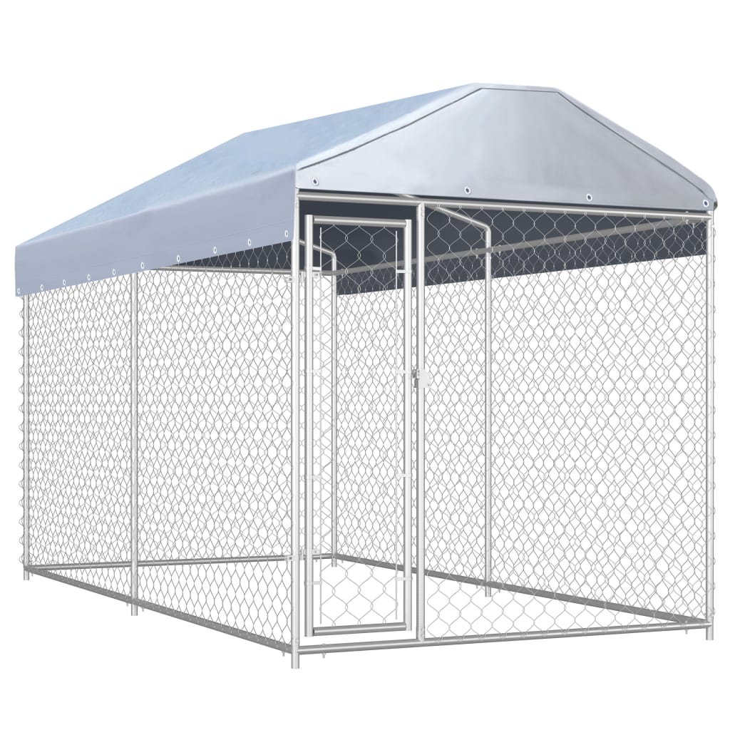 vidaXL Perrera de Exterior y Toldo Animal Mascota Jaula Caseta Dimensiones 193 x 193 x 225 cm, 382 x 192 x 225 cm