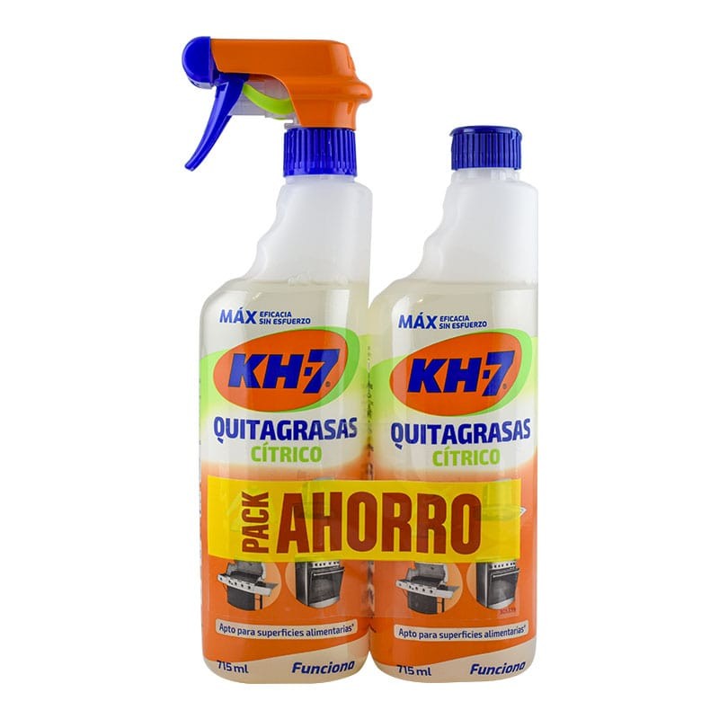 PACK KH-7 Quitagrasas Citrico Pistola 715 ml + Recambio Citrico 715 ml. Elimina sin esfuerzo la grasa y suciedad más incrustada - Kh7 Quitagrasas