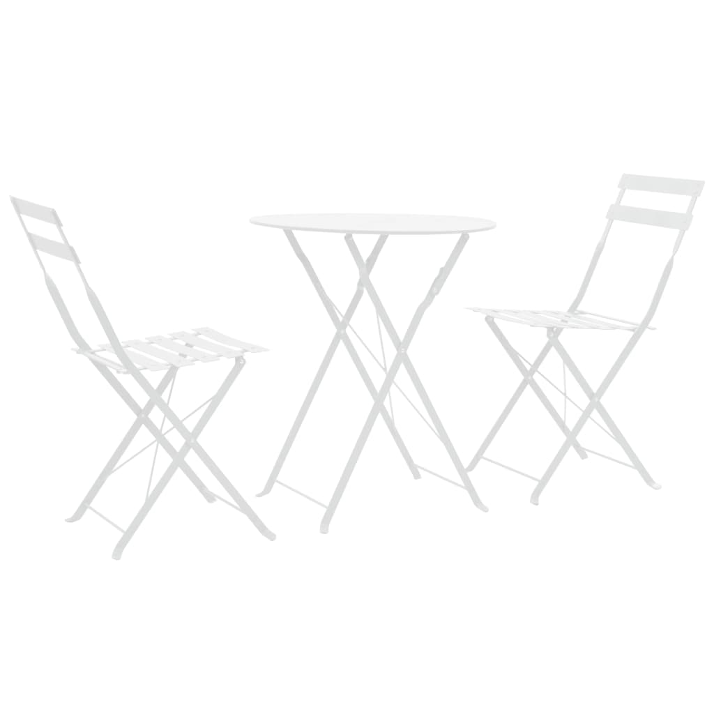 vidaXL Mesa y sillas bistró de jardín 3 piezas acero en color Gris/Blanco/Negro | cómodas modernas ergonómicas para comedor cocina salón hogar