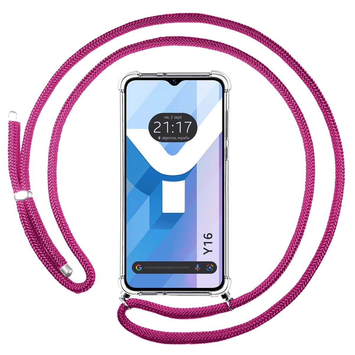 Tumundosmartphone Funda Antigolpes Colgante Vivo Y16 Rosa Fucsia