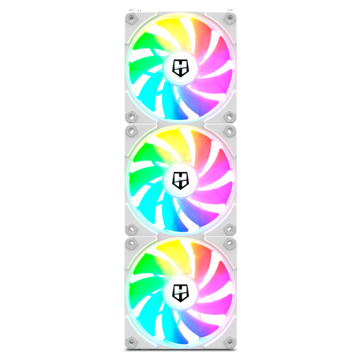 NOX Hummer EASY LINK - Set 3 Ventiladores 120mm, LED ARGB, PMW ultrasilenciosos, sin cables, 4 pads goma antivibración, blanco