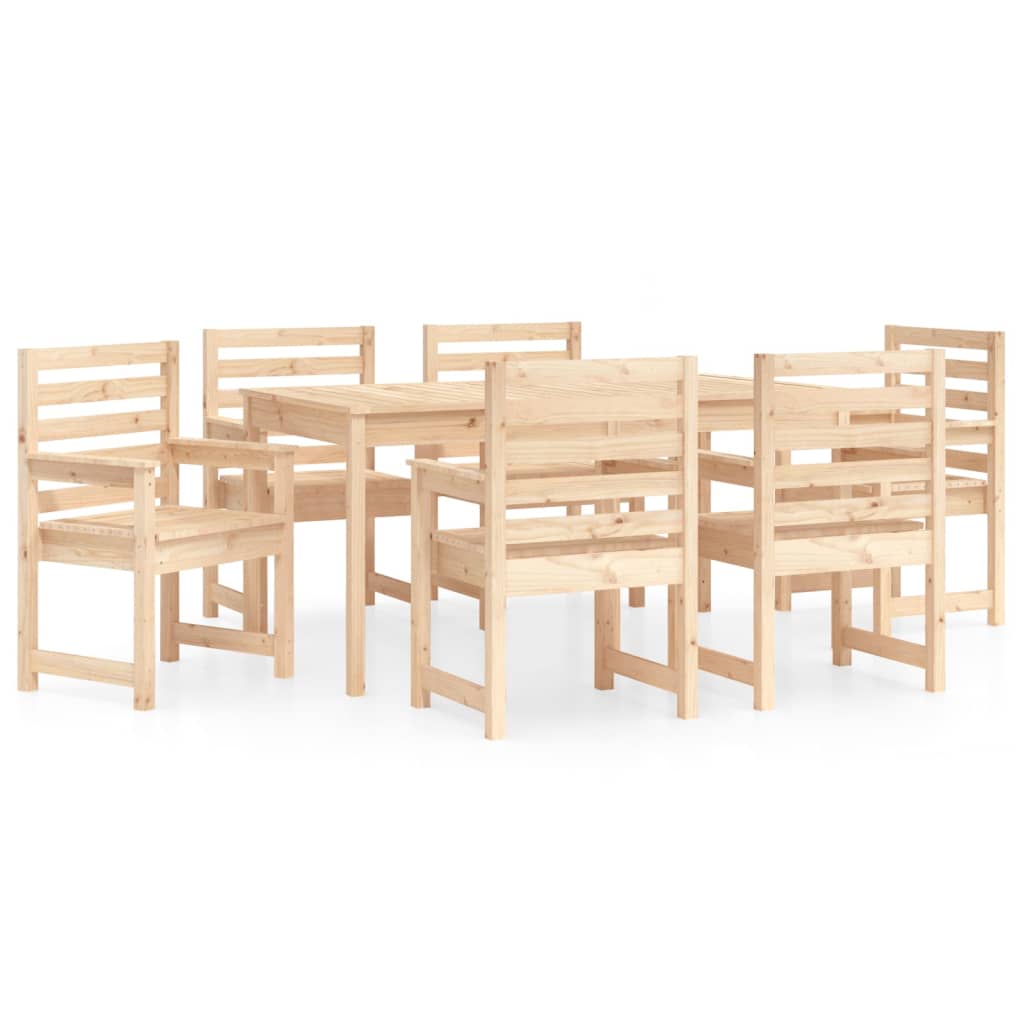 vidaXL Juego de comedor de jardín 7 piezas madera maciza de pino