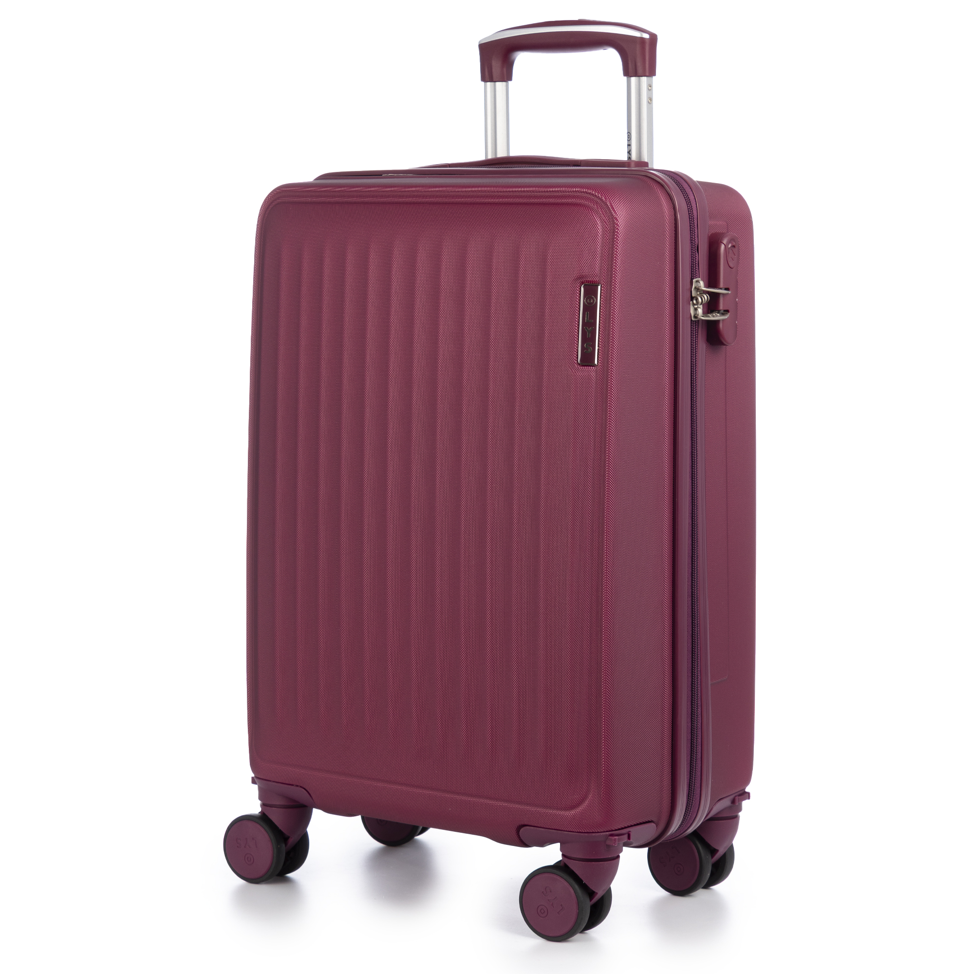 Maleta de cabina Trolley en material ligero de ABS de alta resistencia. Cerradura numérica y 4 ruedas dobles extraíbles y giratorias 360°.