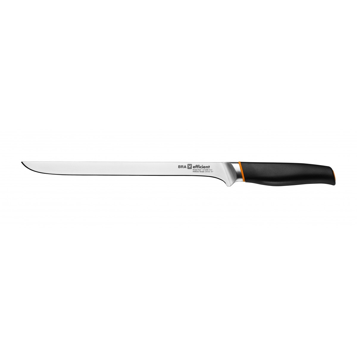 Bra - Cuchillo Jamonero Efficient, 25 cm, Uso Diario, Utensilio Cocina, Corte Cómo y Seguro, Acero Inoxidable, Cortar Jamón