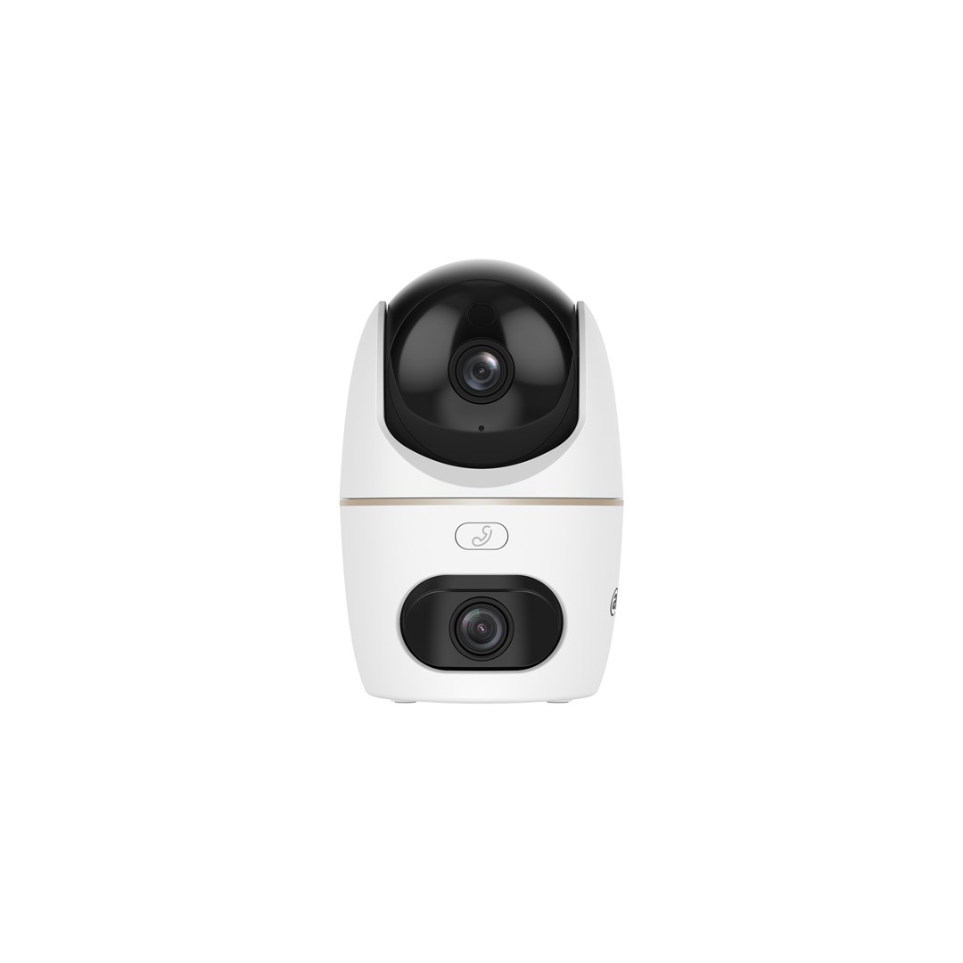 Dahua Hero Dual D1 - Cámara de vigilancia inalámbrica inteligente de 5+5 MP de doble banda para interiores, con dos objetivos, Wi-Fi, visión nocturna, audio bidireccional, faro y sirena, botón de