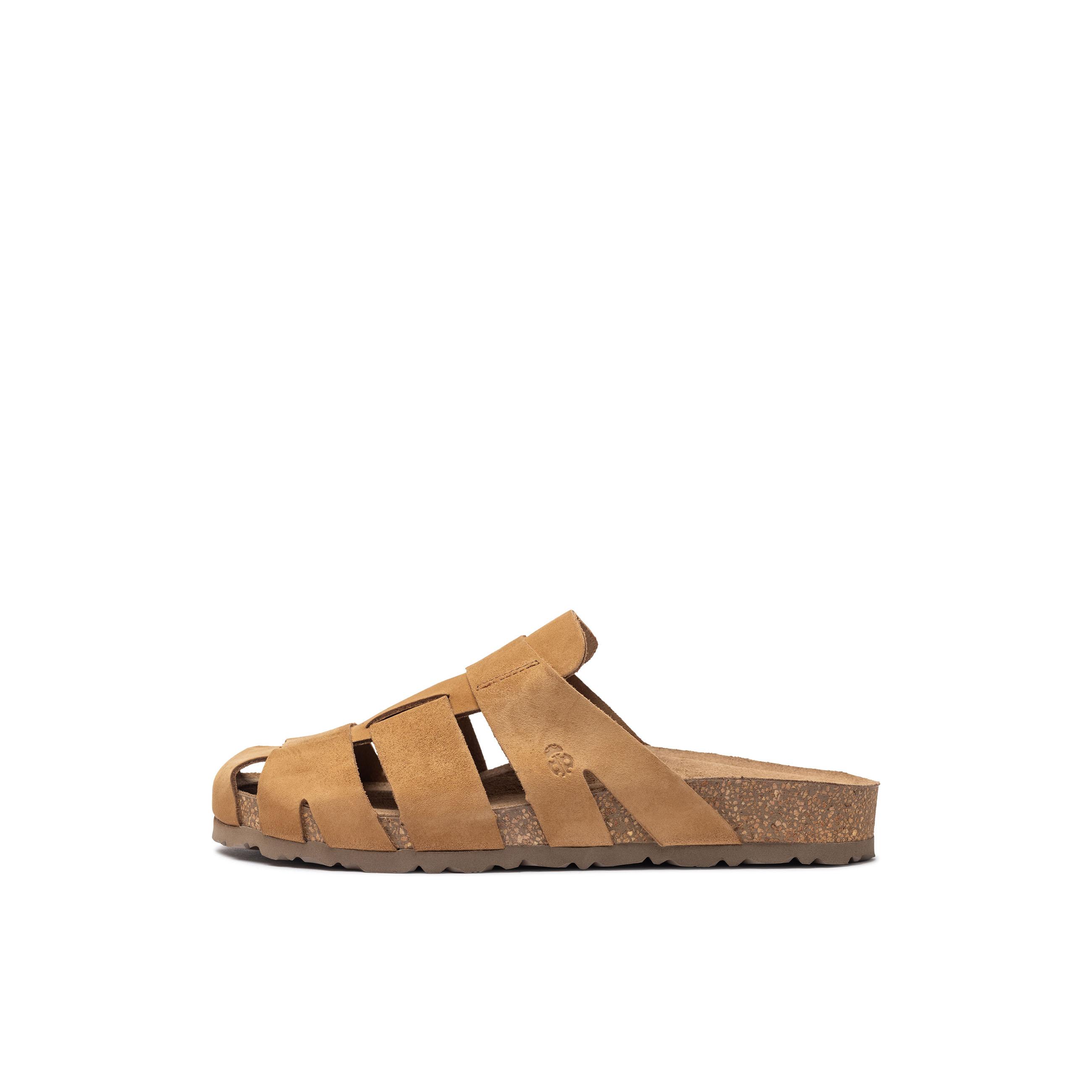 YOKONO sandalia plana JERBA-253 MARRON | Zapatos mujer Primavera-Verano | Piel vacuna  Nobuck | 2 CM