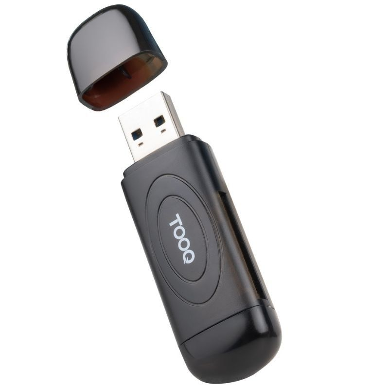 TooQ Lector de Tarjetas USB 3.0, 2 en 1, SD/TF, Negro