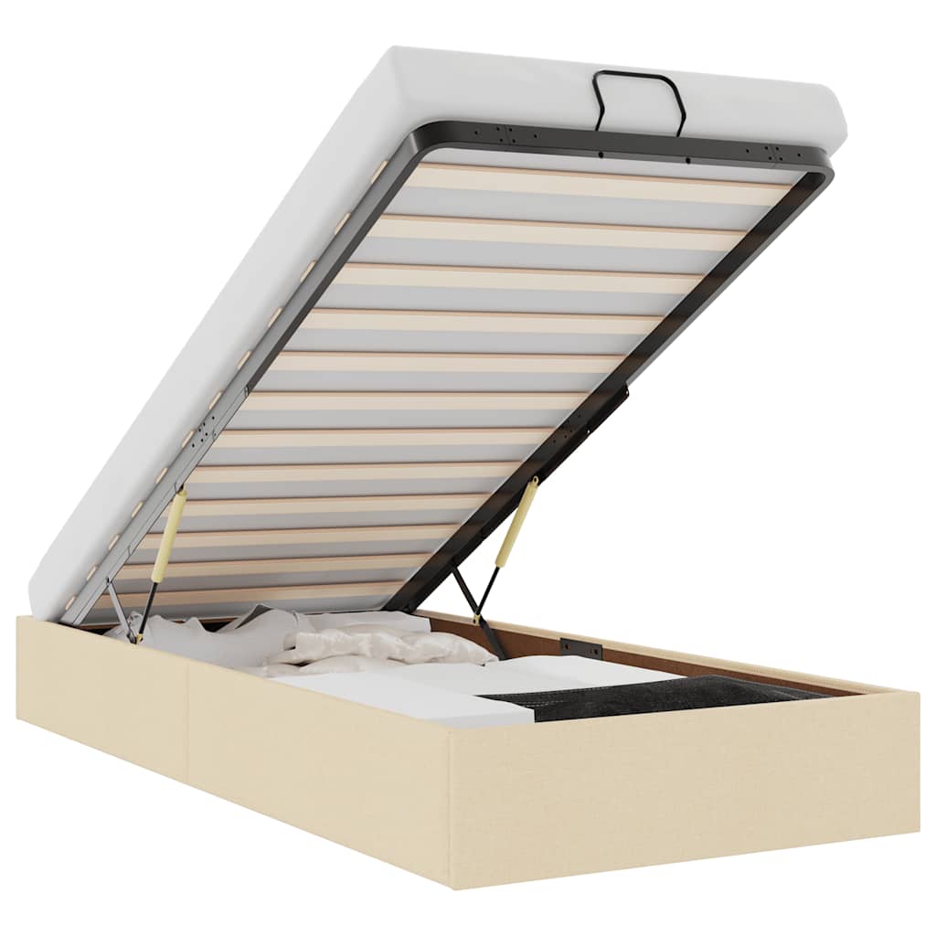 vidaXL Estructura de cama otomana sin colchón tela crema 100x200cm