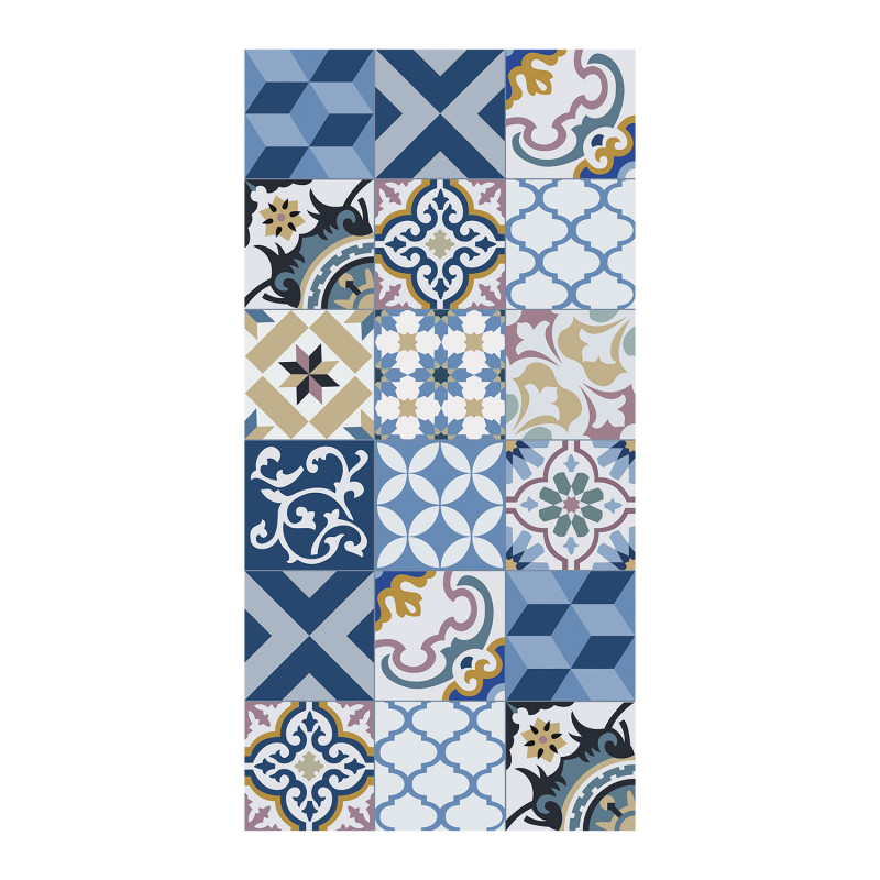 STORESDECO Alfombra Vinílica Estampada con Acabados Premium,  100% PVC Reciclable, Alfombra Cocina con Mosaico Efecto Baldosa, Alfombras de Habitación, Alfombra Fina Antideslizante, Lavable y Anti bacterias