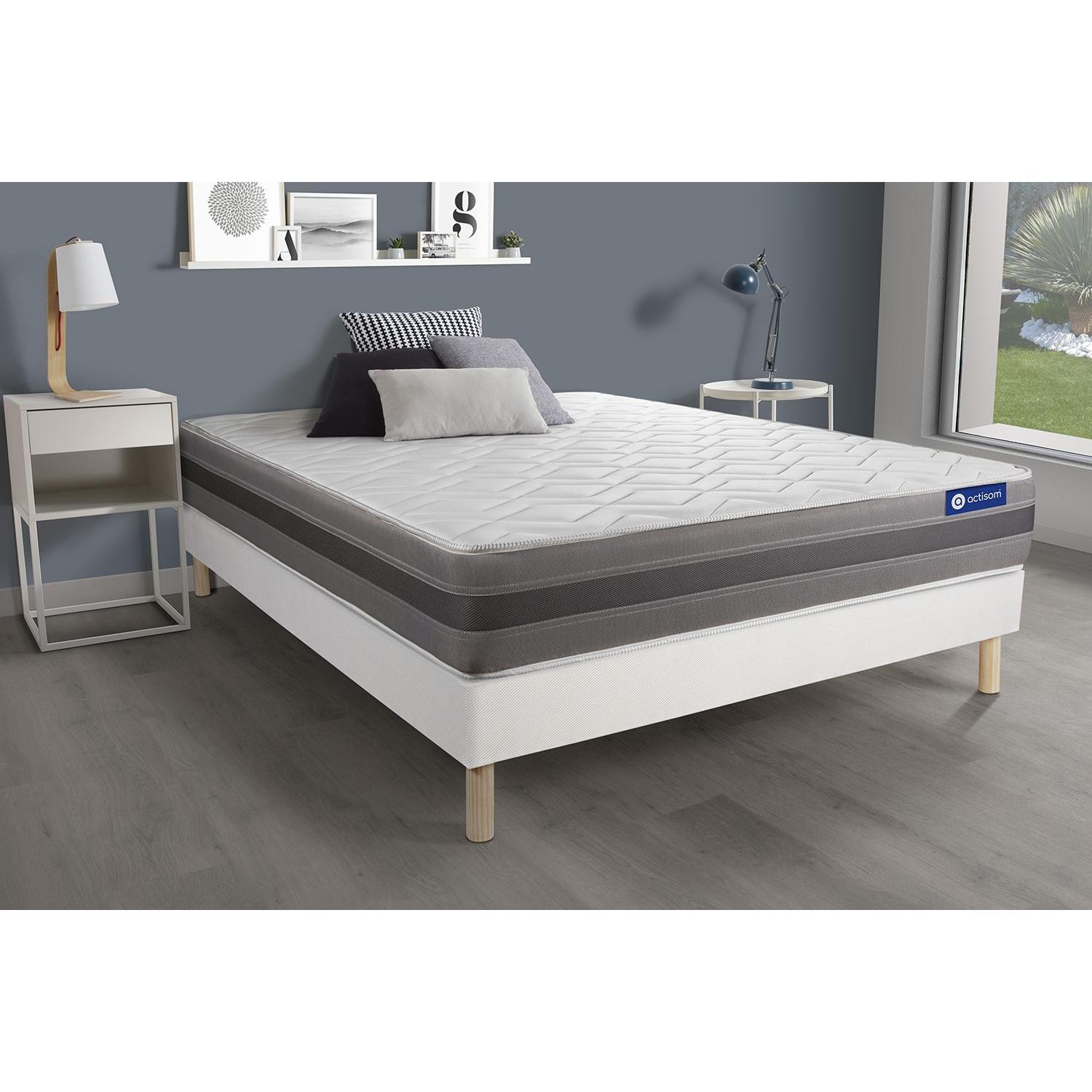 Pack colchón Actiflex relax 120x220cm + Somier multiláminas, Muelles ensacados y espuma viscoelástica, 3 zonas de confort