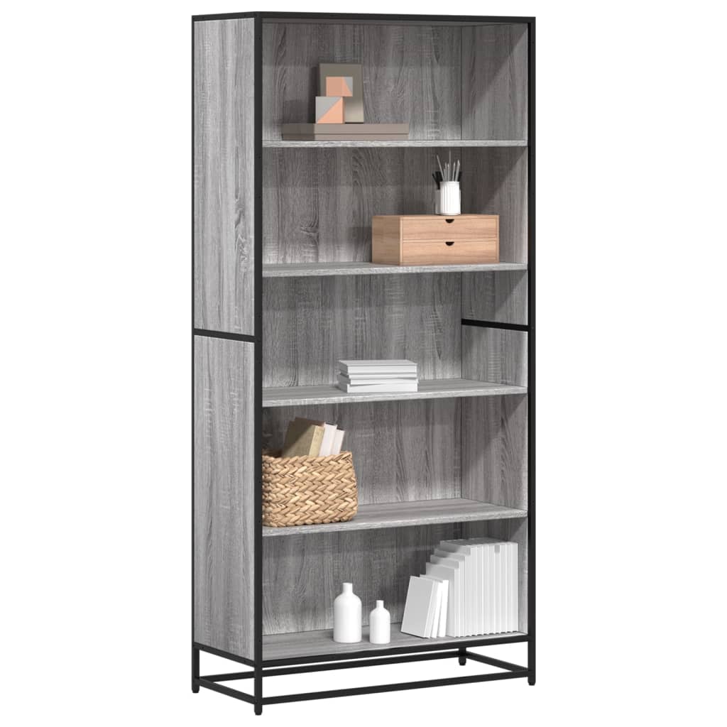 vidaXL Estantería de madera de ingeniería 80,5x35x170,5 cm en color Gris sonoma/Roble Sonoma/Negro y más | almacenamiento funcional diseño moderno para baño dormitorio sala