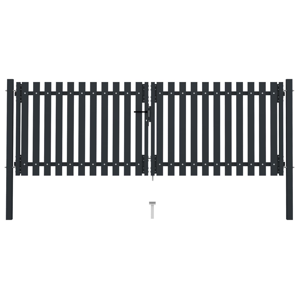 vidaXL Cancela Doble de Valla de Acero Gris Antracita 306x125 cm Puerta Panel