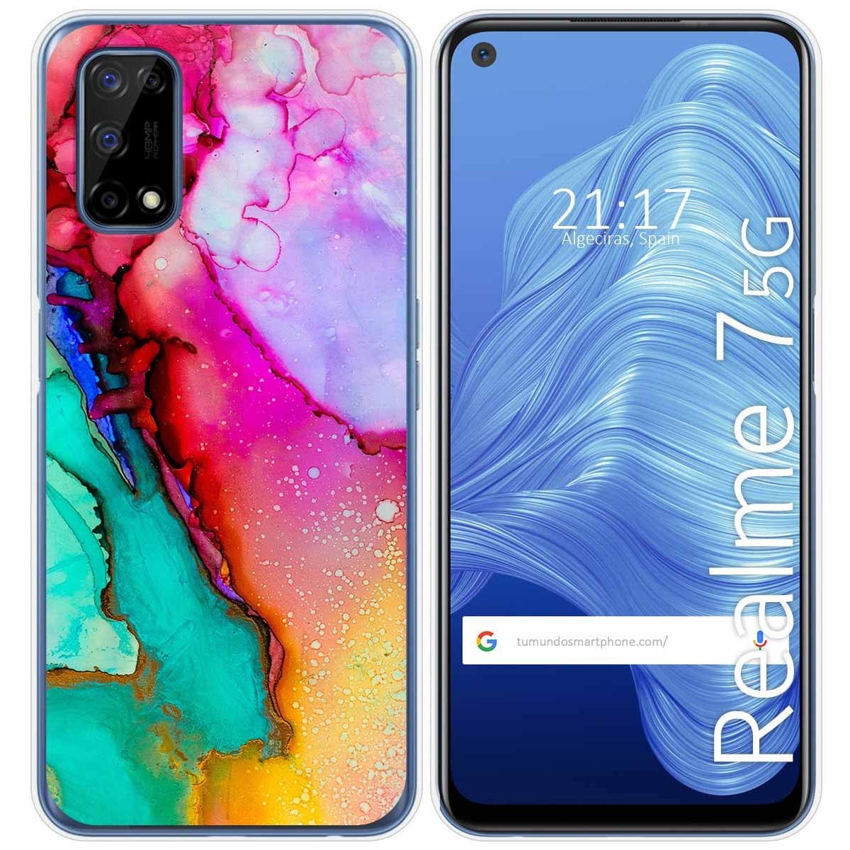 Tumundosmartphone Funda Gel Tpu para Realme 7 5G diseño Mármol 15 Dibujos