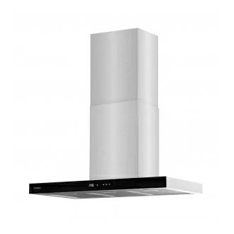 Campana Decorativa T Invertida TAURUS T90IXAL 90cm 650m³/h Clase A Acero inoxidable con frontal de cristal negro  | 927649000, 71dB, Niveles Extracción 3