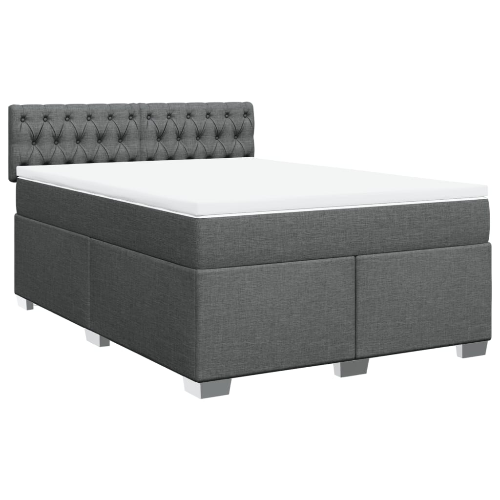 vidaXL Cama box spring con colchón tela gris oscuro 140x200 cm