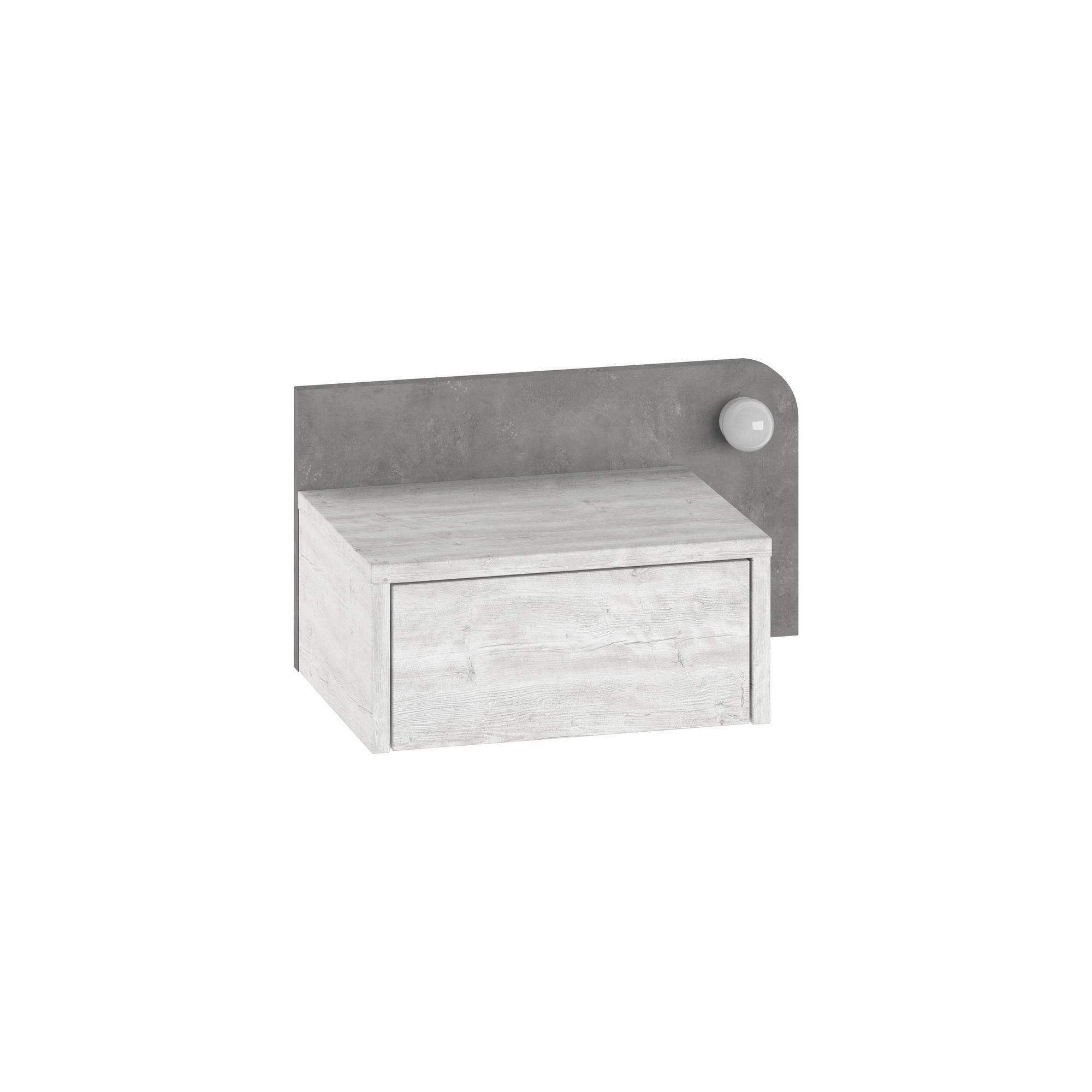 Habitat y Jardin - Mesilla de noche "Dotta" con bombilla de madera - 52 x 30 x 28 cm - Gris