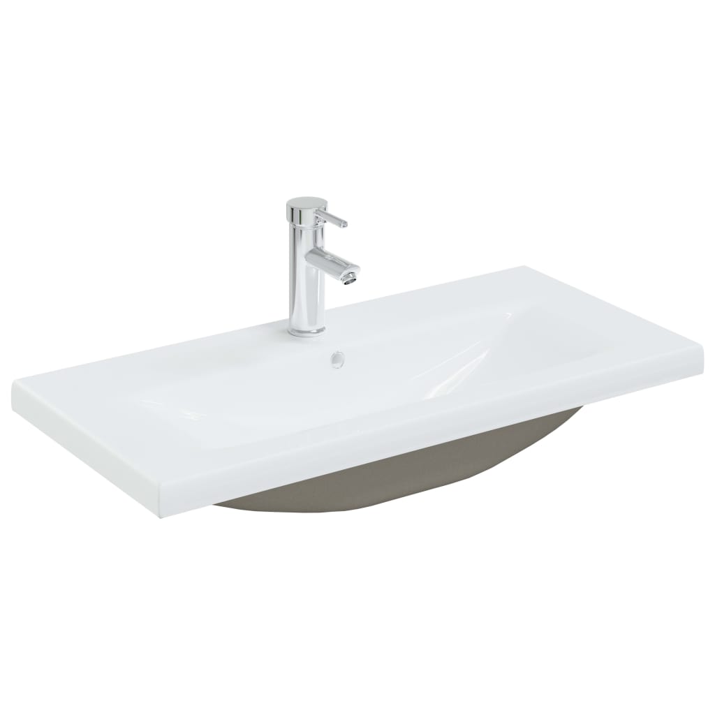 vidaXL Lavabo Empotrado con Grifo Lavamanos para Baño Aseo Cerámica Blanco