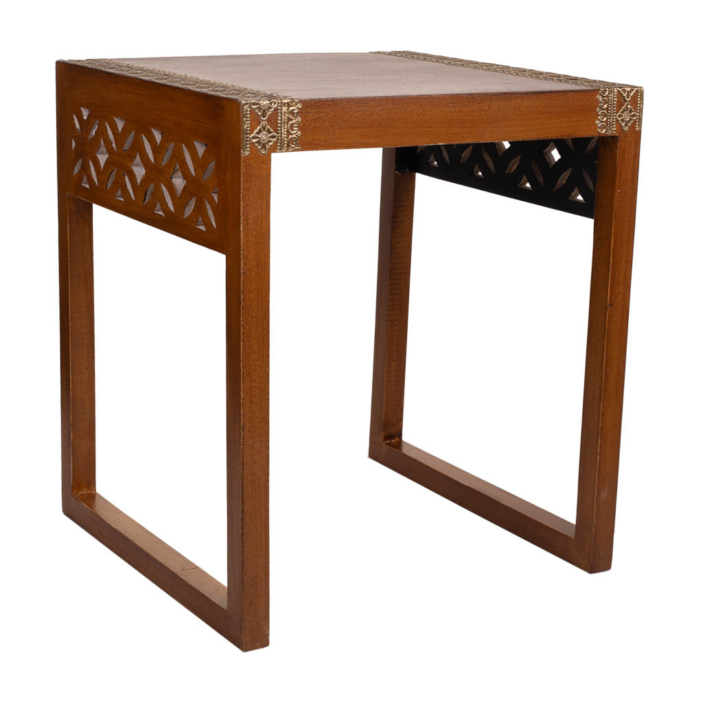 Wonderlust Deco - Mesa de madera y metal marrón 42x40x48 Multicolor 42x40x48 h cm
