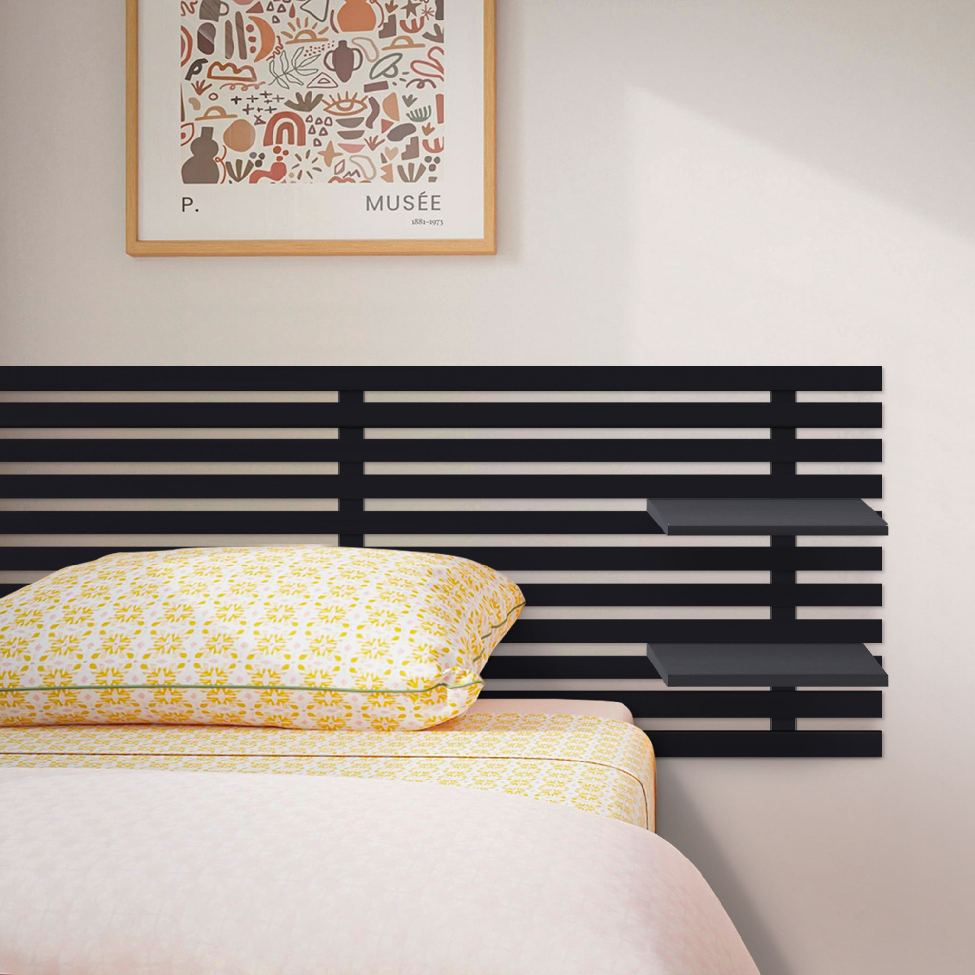 Cabecero con Estantes de Madera reciclada DM Colgante Pared Estilo Palet Japones
