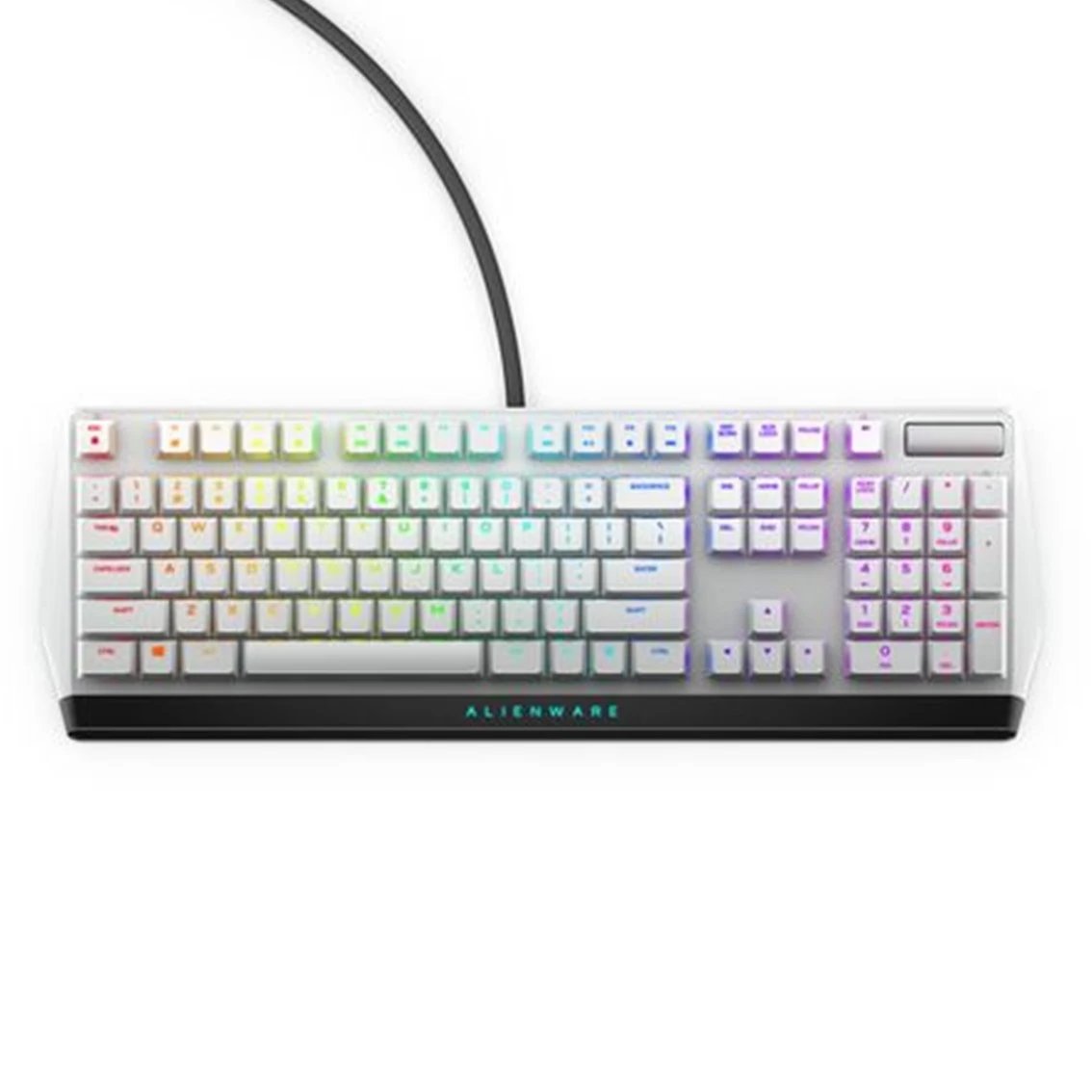 Dell - Teclado mecánico AW510K-W-WW para gaming con switches Cherry MX Low Profile Red, retroiluminación AlienFX RGB por tecla y teclas programables