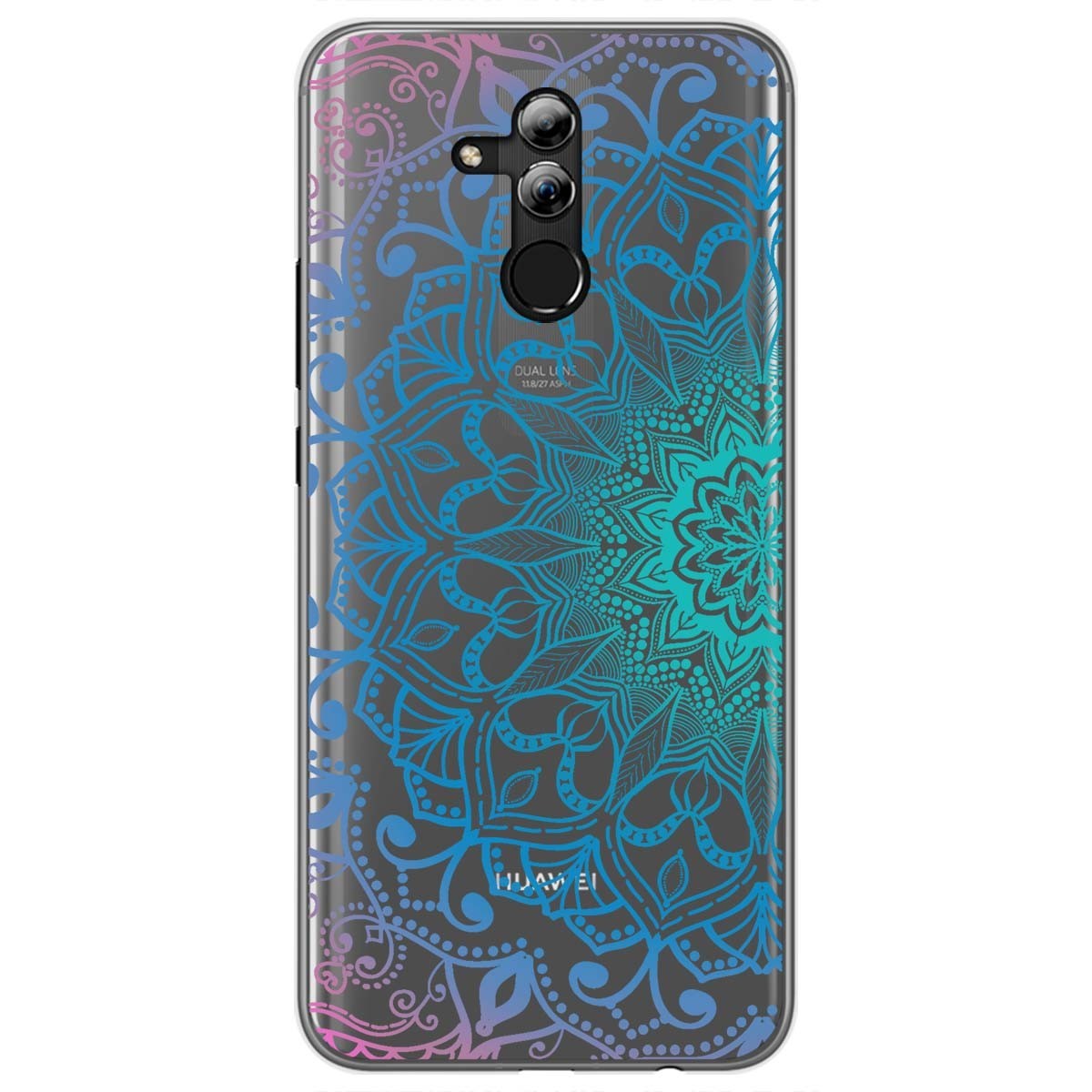 Tumundosmartphone Funda Gel Transparente para Huawei Mate 20 Lite Diseño Mandala Dibujos