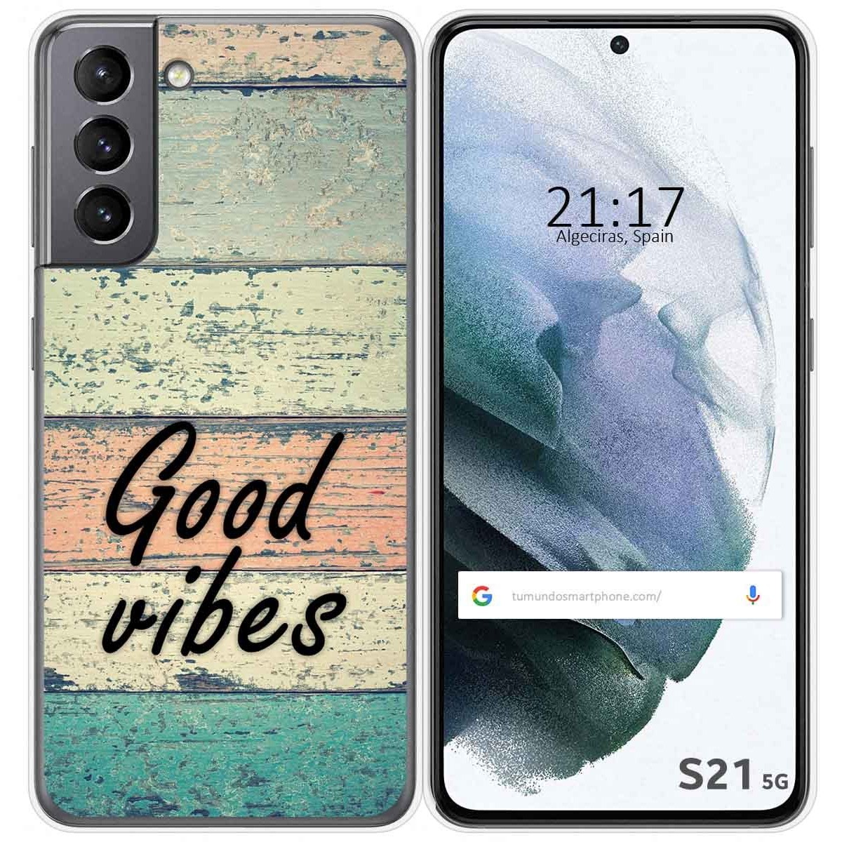 Tumundosmartphone Funda Gel Tpu para Samsung Galaxy S21 5G diseño Madera 01 Dibujos