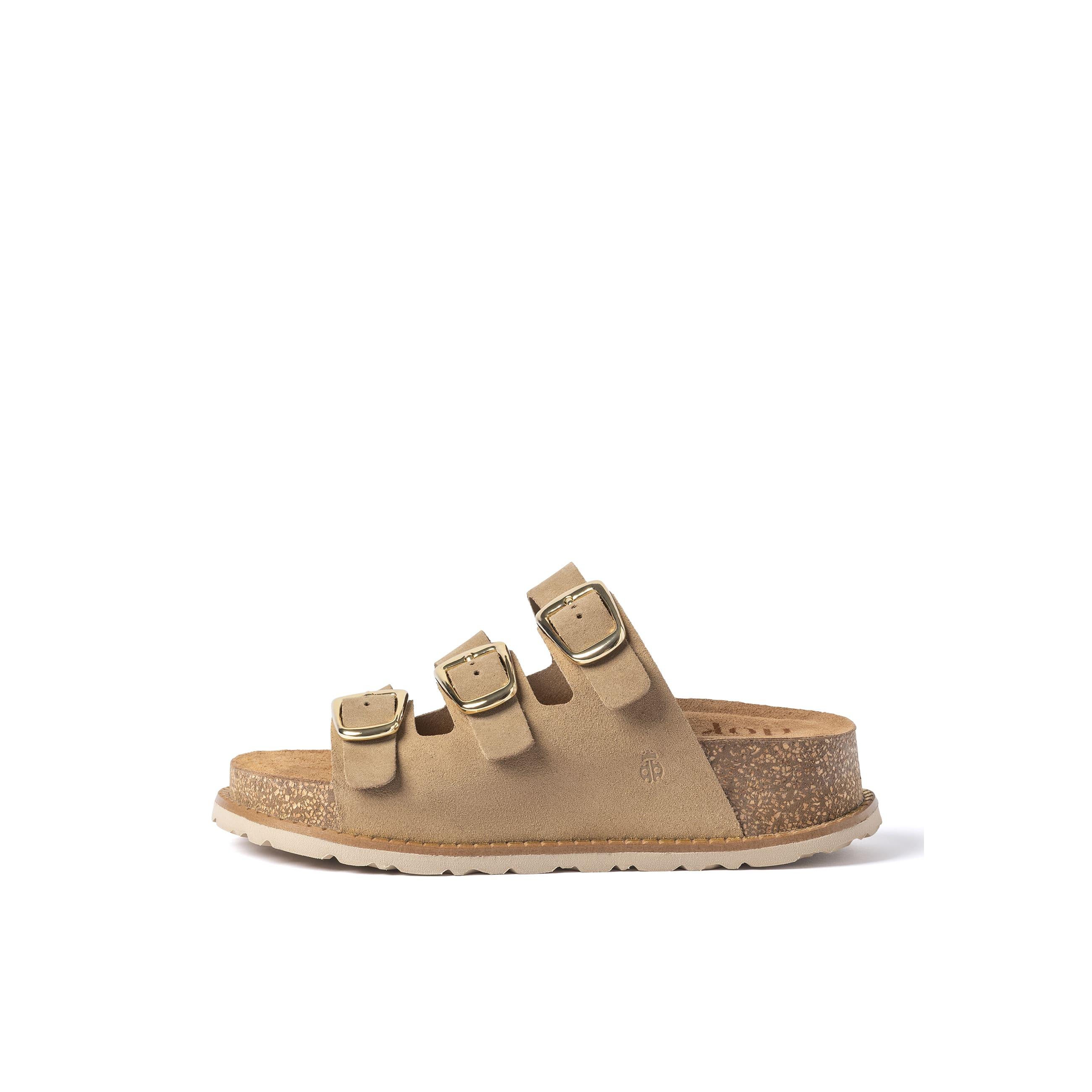 YOKONO Sandalia plataforma ALI-260 MARRÓN CLARO | Zapatos mujer Primavera-Verano | Piel vacuna  Serraje | 4 CM