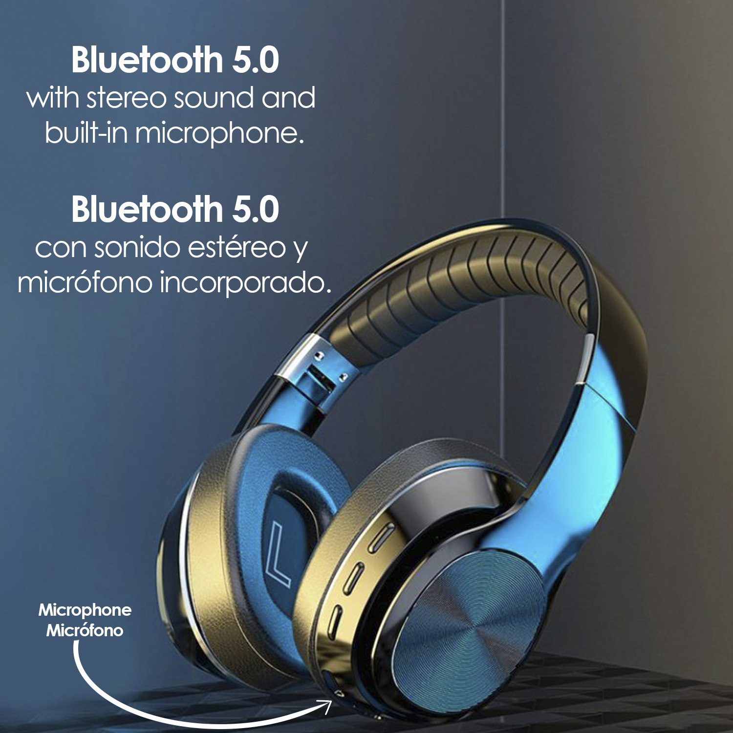 DAM - Cascos auriculares P47 Bluetooth 5.0 +EDR con radio FM incorporada y  lector de Micro SD.
